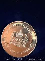 MaxSold Auction: 2 PC SET 1977 QUEEN ELIZABETH II SILVER JUBILEE 2 TROY OZ. FINE SILVER PROVINCE OF ONTARIO - Toronto (Ontario, Canada) SELLER MANAGED Downsizing Online Auction - Applefield Drive