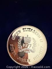 MaxSold Auction: 2 PC SET 1977 QUEEN ELIZABETH II SILVER JUBILEE 2 TROY OZ. FINE SILVER PROVINCE OF ONTARIO - Toronto (Ontario, Canada) SELLER MANAGED Downsizing Online Auction - Applefield Drive