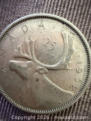 MaxSold Auction: Canada 1962 25c Canadian Caribou Quarter Coin - 80% Silver - Toronto (Ontario, Canada) SELLER MANAGED Downsizing Online Auction - Applefield Drive