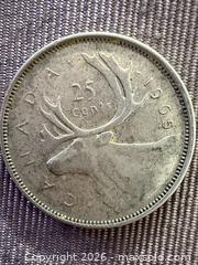 MaxSold Auction: Canada 1965 25c Canadian Caribou Quarter Coin - 80% Silver - Toronto (Ontario, Canada) SELLER MANAGED Downsizing Online Auction - Applefield Drive