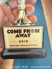 MaxSold Auction: Mirvish Productions Come From Away Trophy  - Toronto (Ontario, Canada) SELLER MANAGED Downsizing Online Auction - Applefield Drive