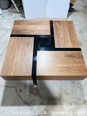 MaxSold Auction: 39" Square Coffee Table with glossy black base  - Los Angeles (California, USA) SELLER MANAGED Downsizing Online Auction - North Wilmington Boulevard