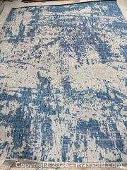MaxSold Auction: 8' x 12' Blue Gray Ivory Distressed modern Area Rug - Los Angeles (California, USA) SELLER MANAGED Downsizing Online Auction - North Wilmington Boulevard