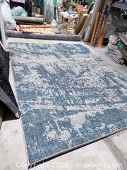 MaxSold Auction: 8' x 12' Blue Gray Ivory Distressed modern Area Rug - Los Angeles (California, USA) SELLER MANAGED Downsizing Online Auction - North Wilmington Boulevard