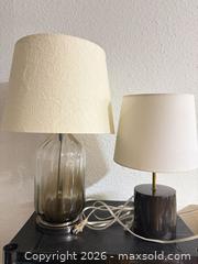 MaxSold Auction: Black Glass & black marble Table Lamps (Individual) with shades - Los Angeles (California, USA) SELLER MANAGED Downsizing Online Auction - North Wilmington Boulevard