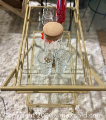MaxSold Auction: Glam bar cart with glassware - Los Angeles (California, USA) SELLER MANAGED Downsizing Online Auction - North Wilmington Boulevard