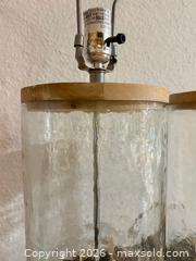 MaxSold Auction: Glass and Natural Wood table lamps (pair)  - Los Angeles (California, USA) SELLER MANAGED Downsizing Online Auction - North Wilmington Boulevard