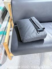 MaxSold Auction: Mid-Century Modern small vegan Leather Sofa, Black & Natural Wood - Los Angeles (California, USA) SELLER MANAGED Downsizing Online Auction - North Wilmington Boulevard