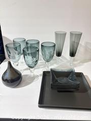 MaxSold Auction: Mixed Colored Glass Drinkware and Serveware Set - Los Angeles (California, USA) SELLER MANAGED Downsizing Online Auction - North Wilmington Boulevard