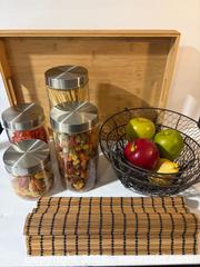 MaxSold Auction: Set: 4 Glass jars, Wire Fruit Basket, Bamboo Placemats and Bamboo tray - Los Angeles (California, USA) SELLER MANAGED Downsizing Online Auction - North Wilmington Boulevard