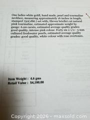 MaxSold Auction: 18k Gold Pink Tourmaline + Pearl Necklace + Appraisal  - Toronto (Ontario, Canada) PARTNER MANAGED Estate Sale Online Auction - Glen Road