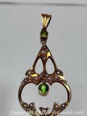 MaxSold Auction: Antique 14K Gold + Peridot + Pearl Lavalier Pendant  - Toronto (Ontario, Canada) PARTNER MANAGED Estate Sale Online Auction - Glen Road