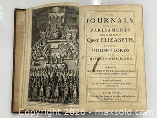 MaxSold Auction: Antique C.1682 The Journals of All the Parliaments During the Reign of Queen Elizabeth - Toronto (Ontario, Canada) PARTNER MANAGED Estate Sale Online Auction - Glen Road