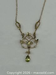 MaxSold Auction: Antique Edwardian 14K Gold Peridot + Pearl Lavalier Necklace  - Toronto (Ontario, Canada) PARTNER MANAGED Estate Sale Online Auction - Glen Road