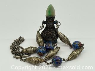 MaxSold Auction: Vintage Chinese Sterling Silver Cloisonné Filigree Jade + Enamel Necklace with Scent Bottle Pendant - Toronto (Ontario, Canada) PARTNER MANAGED Estate Sale Online Auction - Glen Road