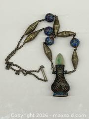 MaxSold Auction: Vintage Chinese Sterling Silver Cloisonné Filigree Jade + Enamel Necklace with Scent Bottle Pendant - Toronto (Ontario, Canada) PARTNER MANAGED Estate Sale Online Auction - Glen Road