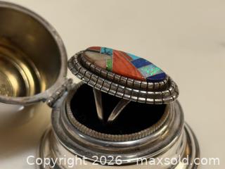 MaxSold Auction: Vintage Navajo Sterling + Gemstone Mosaic Ring  - Toronto (Ontario, Canada) PARTNER MANAGED Estate Sale Online Auction - Glen Road