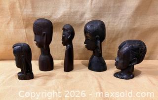 MaxSold Auction: Five Ebony African Heads - Douglas (Massachusetts, USA) PARTNER MANAGED Estate Sale Online Auction - South West Main Street
