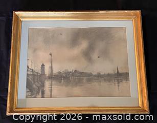 MaxSold Auction: Original Charcoal Drawing Longfellow Bridge - Douglas (Massachusetts, USA) PARTNER MANAGED Estate Sale Online Auction - South West Main Street