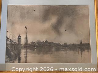 MaxSold Auction: Original Charcoal Drawing Longfellow Bridge - Douglas (Massachusetts, USA) PARTNER MANAGED Estate Sale Online Auction - South West Main Street