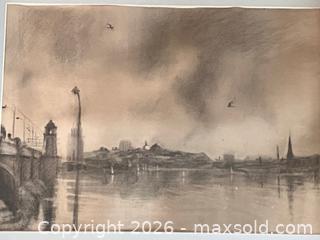 MaxSold Auction: Original Charcoal Drawing Longfellow Bridge - Douglas (Massachusetts, USA) PARTNER MANAGED Estate Sale Online Auction - South West Main Street