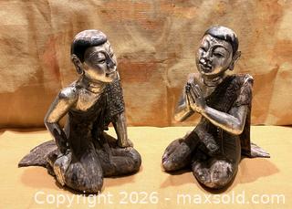 MaxSold Auction: Pair Wooden Thai Monks - Douglas (Massachusetts, USA) PARTNER MANAGED Estate Sale Online Auction - South West Main Street
