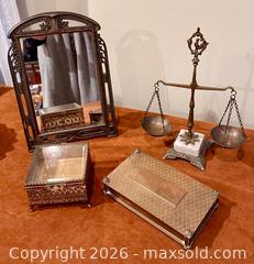 MaxSold Auction: Small Balance Scale w/ gold Trinket Boxes - Douglas (Massachusetts, USA) PARTNER MANAGED Estate Sale Online Auction - South West Main Street