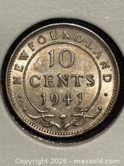 MaxSold Auction: 1941C Newfoundland 10-cents , Silver Coin   - Aurora (Ontario, Canada) SELLER MANAGED Estate Sale Online Auction - Closs Square