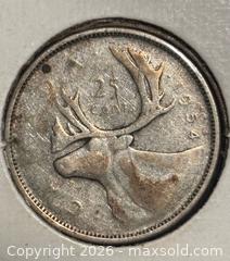 MaxSold Auction: 1954 - Canadian Quarter - 25 cent - 80% Silver - Aurora (Ontario, Canada) SELLER MANAGED Estate Sale Online Auction - Closs Square