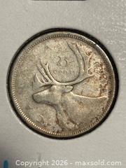MaxSold Auction: 1956 25 Cents Canada Silver Coin  Queen Elizabeth II - Aurora (Ontario, Canada) SELLER MANAGED Estate Sale Online Auction - Closs Square