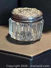 MaxSold Auction: Antique Sterling Silver Lid  1900 Cut Glass Vanity   Dresser Jar - Aurora (Ontario, Canada) SELLER MANAGED Estate Sale Online Auction - Closs Square