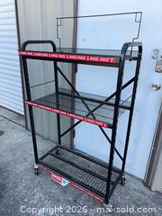 MaxSold Auction: Black Metal 3-Shelf Display Cart with Wheels - Garden City (Georgia, USA) SELLER MANAGED Downsizing Online Auction -  Bryce Industrial Drive