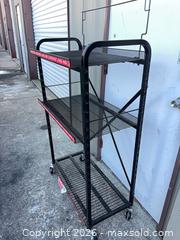 MaxSold Auction: Black Metal 3-Shelf Display Cart with Wheels - Garden City (Georgia, USA) SELLER MANAGED Downsizing Online Auction -  Bryce Industrial Drive