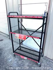 MaxSold Auction: Metal Display Rack on Wheels, 3 Shelves - Garden City (Georgia, USA) SELLER MANAGED Downsizing Online Auction -  Bryce Industrial Drive