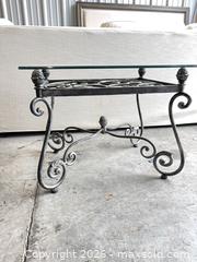 MaxSold Auction: Wrought Iron Side/Coffee Table with Rectangular Glass Top - Garden City (Georgia, USA) SELLER MANAGED Downsizing Online Auction -  Bryce Industrial Drive