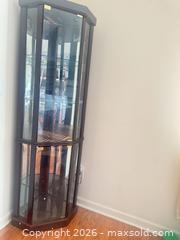 MaxSold Auction: Corner Curio Display Cabinet, Dark Brown Wood Veneer & Glass - Raleigh (North Carolina, USA) SELLER MANAGED Downsizing Online Auction - Fern Stone Court