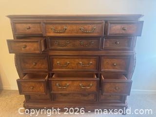 MaxSold Auction: French Provincial 15-Drawer Wood High Chest Dresser - Raleigh (North Carolina, USA) SELLER MANAGED Downsizing Online Auction - Fern Stone Court