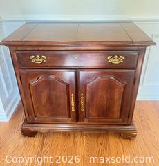 MaxSold Auction: Traditional Cherry Wood Sideboard / Server Cabinet - Raleigh (North Carolina, USA) SELLER MANAGED Downsizing Online Auction - Fern Stone Court