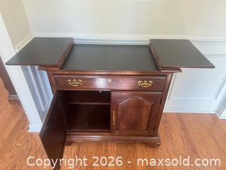 MaxSold Auction: Traditional Cherry Wood Sideboard / Server Cabinet - Raleigh (North Carolina, USA) SELLER MANAGED Downsizing Online Auction - Fern Stone Court