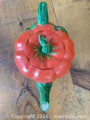 MaxSold Auction: Vintage 1950s occupied Japan orange pumpkin teapot.  - Lanark Highlands (Ontario, Canada) SELLER MANAGED Downsizing Online Auction - Markle Road                  