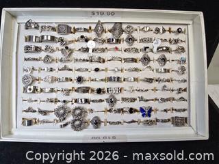 MaxSold Auction: collection of assorted costume rings displayed in a white tray  - Toronto (Ontario, Canada) SELLER MANAGED Reseller Online Auction - Dartmoor Drive