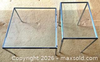 MaxSold Auction: 2 x Mid-Century Modern Chrome & Glass Side Table/End Table  - Toronto (Ontario, Canada) SELLER MANAGED Estate Sale Online Auction - Bridgeland Avenue (STORAGE)