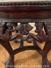 MaxSold Auction: Antique-Style Carved Wooden Plant Stand with Marble Top and Claw Feet - Toronto (Ontario, Canada) SELLER MANAGED Estate Sale Online Auction - Bridgeland Avenue (STORAGE)
