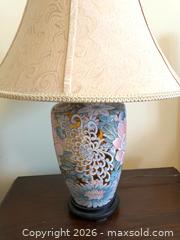 MaxSold Auction: Decorative Hand-Painted Porcelain Table Lamp with Floral Motif & Shade - Toronto (Ontario, Canada) SELLER MANAGED Estate Sale Online Auction - Bridgeland Avenue (STORAGE)
