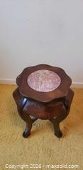 MaxSold Auction: Decorative Wood Accent Table with Marble look  Inset Top - Toronto (Ontario, Canada) SELLER MANAGED Estate Sale Online Auction - Bridgeland Avenue (STORAGE)