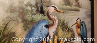 MaxSold Auction: Framed Bird Painting with Herons in Marsh Scene – Signed - Toronto (Ontario, Canada) SELLER MANAGED Estate Sale Online Auction - Bridgeland Avenue (STORAGE)