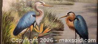 MaxSold Auction: Framed Bird Painting with Herons in Marsh Scene – Signed - Toronto (Ontario, Canada) SELLER MANAGED Estate Sale Online Auction - Bridgeland Avenue (STORAGE)