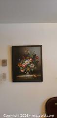 MaxSold Auction: Framed Floral Still Life Oil Painting with Vase on Pedestal - Toronto (Ontario, Canada) SELLER MANAGED Estate Sale Online Auction - Bridgeland Avenue (STORAGE)