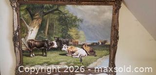 MaxSold Auction: Framed Pastoral-Style Oil Painting: Cows in a Landscape - Toronto (Ontario, Canada) SELLER MANAGED Estate Sale Online Auction - Bridgeland Avenue (STORAGE)