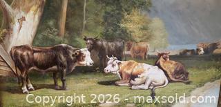 MaxSold Auction: Framed Pastoral-Style Oil Painting: Cows in a Landscape - Toronto (Ontario, Canada) SELLER MANAGED Estate Sale Online Auction - Bridgeland Avenue (STORAGE)